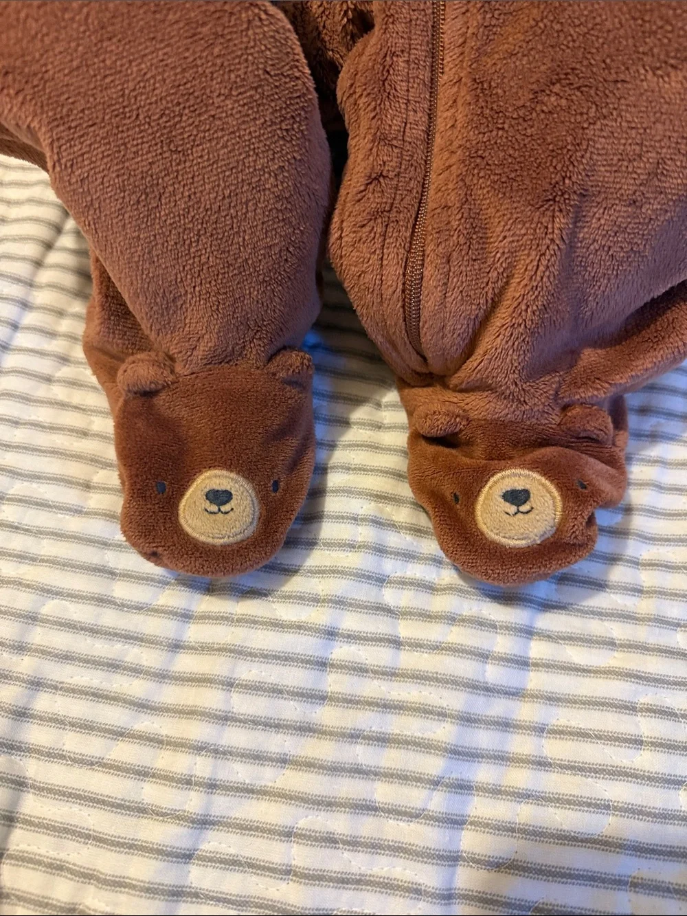 Carter's Brown Hooded Fleece Baby Footed One-Piece